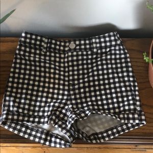 Black and white checkers high waisted shorts